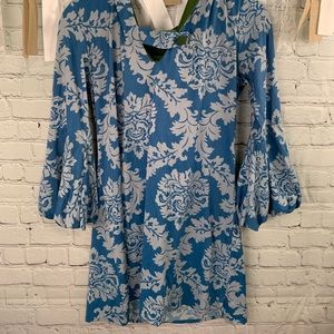 La Befana Yoga Hoodie Top blue Floral size Large